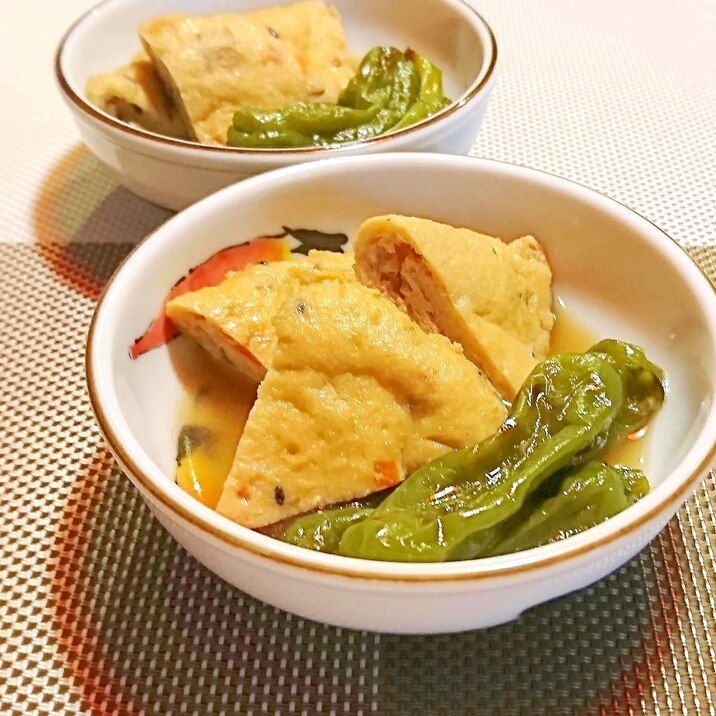 めんつゆで がんもどきと獅子唐の煮物